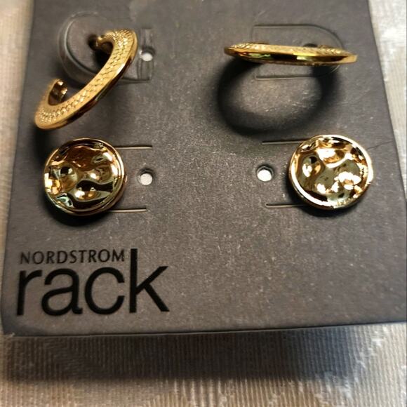 NORDSTROM RACK Gold Tone Nickel Free Piercing Earrings Pack New - Picture 1 of 6